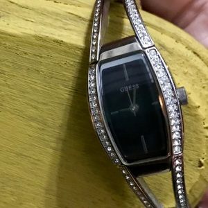 Guess water resistant black diamond watch